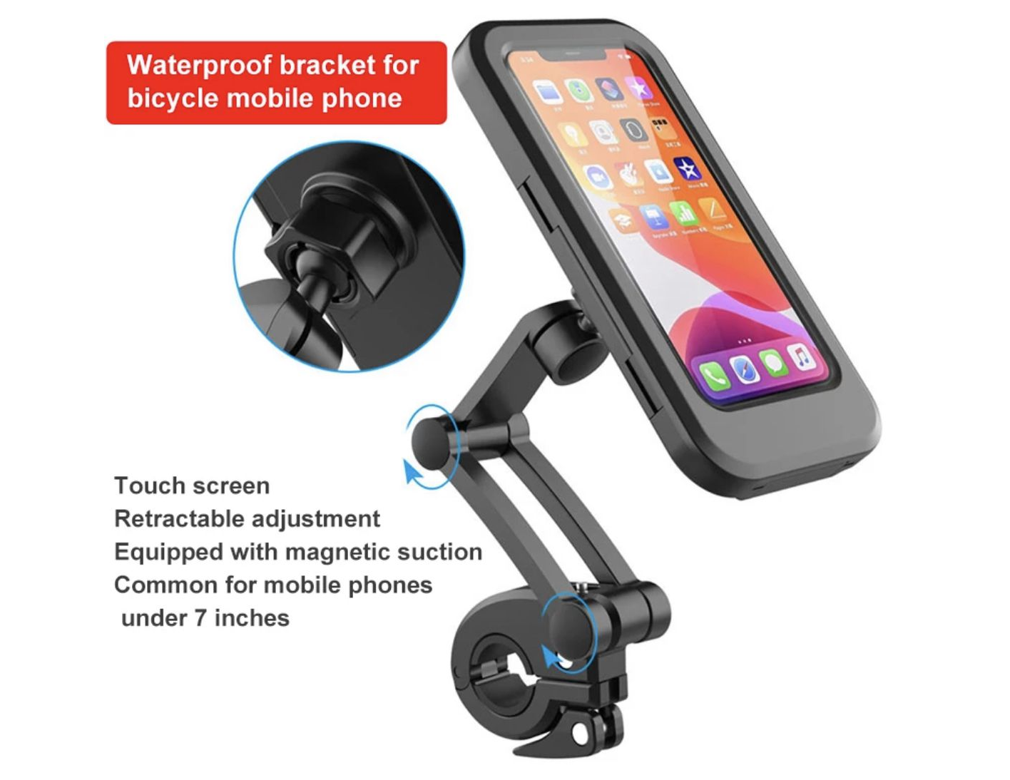 Adjustable Waterproof Case for Phone Holder – Black